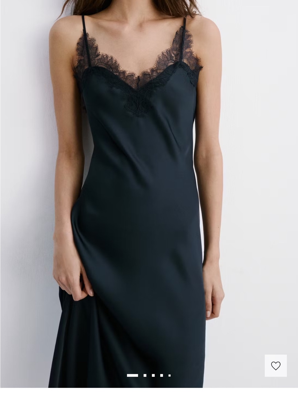Mango Black Lace-Trim Slip Dress
